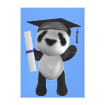 Diplômé mignon de panda du bébé 3d (editable) toile tendue