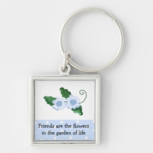 Dire floral bleu d'amitié porte-clefs