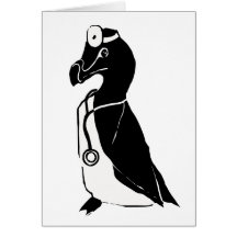 Docteur noir et blanc "de pingouin de Doc." de pin Carte De Vœux