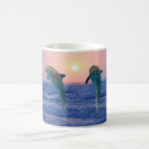 Dolfijnen bij zonsopgang koffie beker