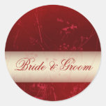 Donkerrode bruid en bruidegomstickers