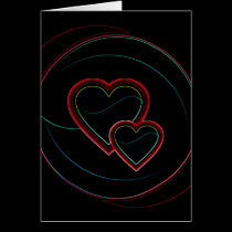 Doubles coeurs dans le noir cartes