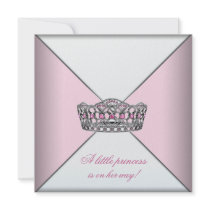 Douche blanche rose de princesse bébé de diadème faire-parts