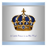 Douche bleue argentée de bébé de Prince héritier Invitations Personnalisables