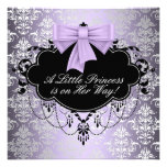 Douche noire pourpre argentée de princesse bébé invitation personnalisable