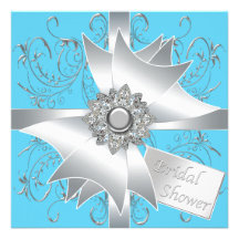 Douche nuptiale bleue turquoise d'argent d'arc de  faire-parts