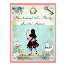 Douche nuptiale d'Alice et de flamant rose Invitations Personnalisées