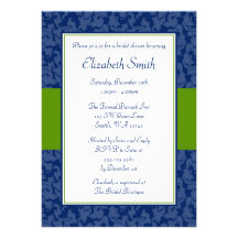 Douche nuptiale de damassé de remous de bleu marin carton d'invitation