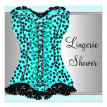 Douche nuptiale de léopard de lingerie turquoise d invitations