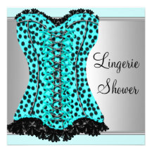 Douche nuptiale de léopard de lingerie turquoise d invitations