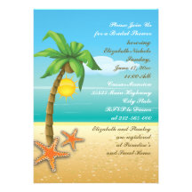 Douche nuptiale de mariage de plage de palmier et  faire-parts