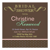 Douche nuptiale de point de polka de chocolat faire-parts