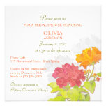 Douche nuptiale florale de pivoine orange rouge de invitations personnalisables