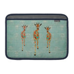 Douille ambre et azurée de Macbook de girafes Poches Macbook Air
