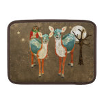 Douille rose de clair de lune de hibou et de cerfs poches pour macbook air