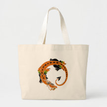 Dragon enroulé orange sac en toile