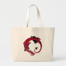 Dragon enroulé rouge sac en toile