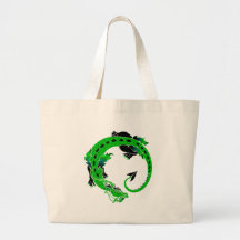 Dragon enroulé vert-foncé sacs