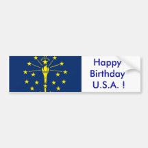 Drapeau d'autocollant de l'Indiana, joyeux anniver Autocollants Pour Voiture