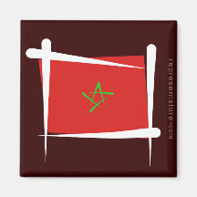 Drapeau de brosse du Maroc Magnets Pour Réfrigérateur