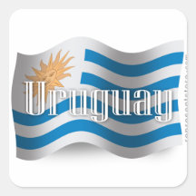 Drapeau de ondulation de l'Uruguay Stickers Carrés