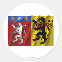 Drapeau de ondulation de Rhône Autocollant Rond