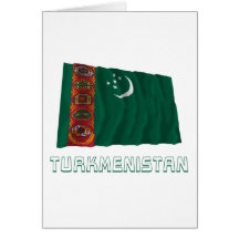 Drapeau de ondulation du Turkménistan avec le nom Cartes