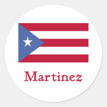 Drapeau de Portoricain de Martinez Adhésif Rond