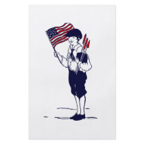 Drapeau des USA et garçon patriotes de feux d'arti
