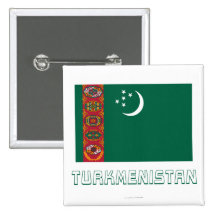 Drapeau du Turkménistan avec le nom Pin's Avec Agrafe