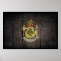 Drapeau en bois rocailleux du Maine Posters