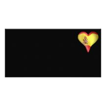 Drapeau espagnol à un coeur cartes avec photo