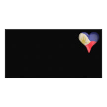 Drapeau philippin à un coeur cartes avec photo