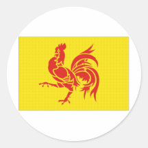 Drapeau wallon de région de la Belgique Adhésif Rond