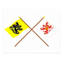 Drapeaux croisés de la Flandre et du Limbourg Cartes Postales