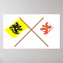 Drapeaux croisés de la Flandre et du Limbourg Affiche