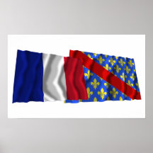 Drapeaux de ondulation de la France et de l'Allier Posters