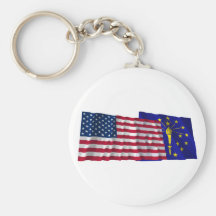 Drapeaux de ondulation des Etats-Unis et de l'Indi Porte-clefs