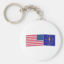 Drapeaux des Etats-Unis et de l'Indiana Porte-clé