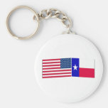 Drapeaux des Etats-Unis et du Texas Porte-clefs