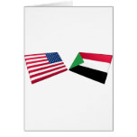Drapeaux des USA et du Soudan Carte De Vœux