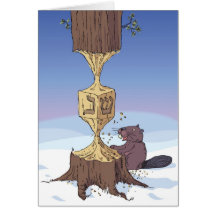 dreidel heure de castor carte de vœux