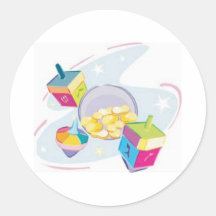 Dreidels en Geld Ronde Sticker