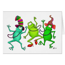 Drie het dansen Kikkers Kaart
