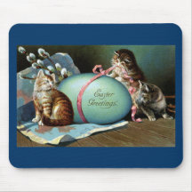 Drie Katten & Groot Blauw Paasei Muis Matten