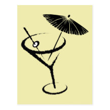 Drink Retro Cocktail van martini ~ Olijf & Paraplu Wenskaart