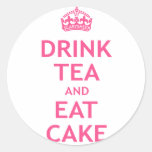 Drink Thee en eet Cake Ronde Sticker