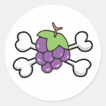 druiven Schedel en Gekruiste knekels Ronde Sticker