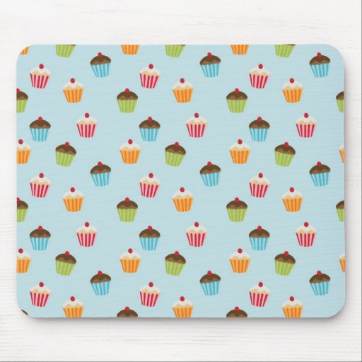 Druk van het cupcakepatroon van Kawaii de blauwe Muis Matten