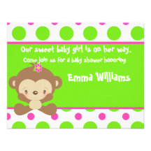 Dupe l'invitation de baby shower de fille de singe